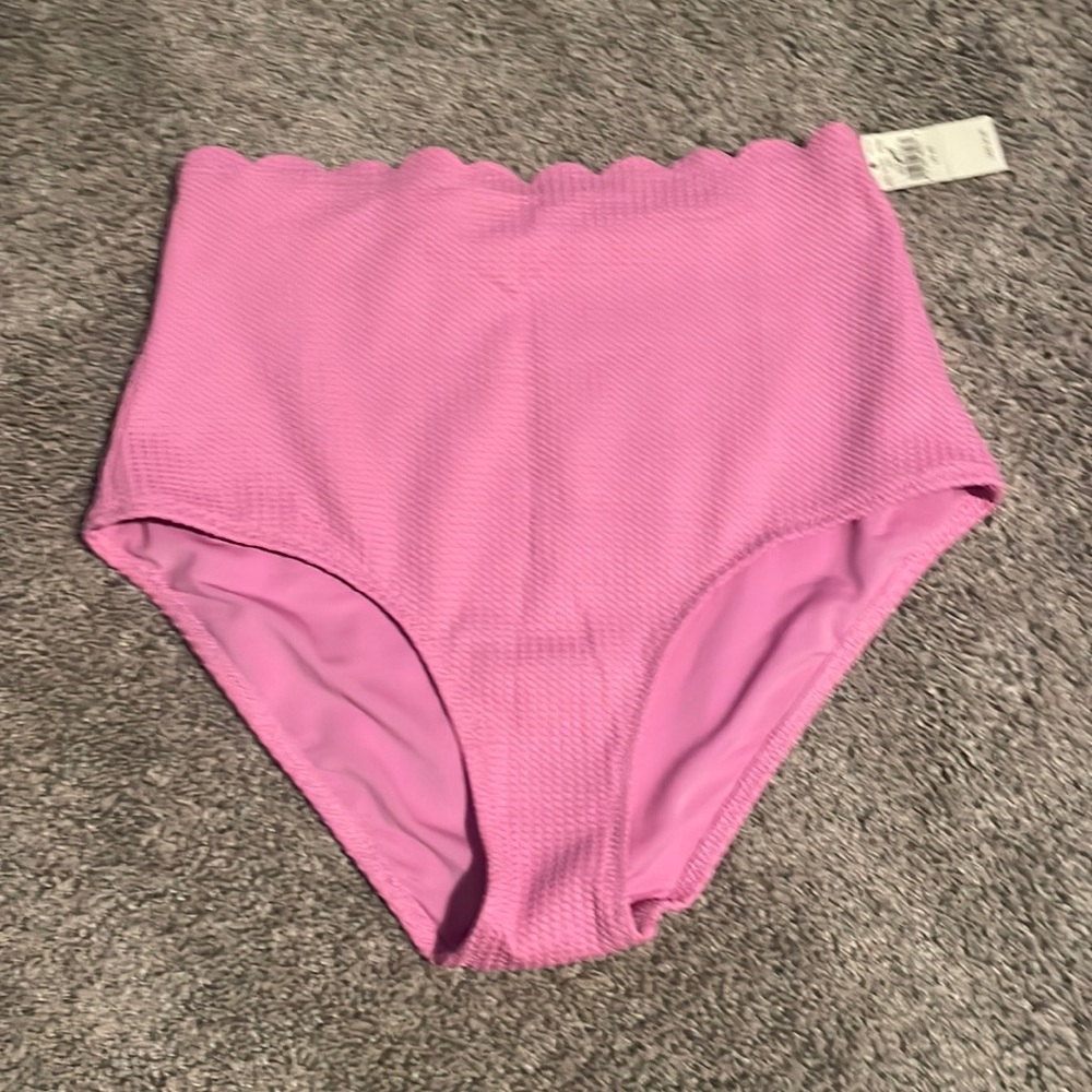 NWT Aerie pink scalloped high waisted bathing suit bottoms